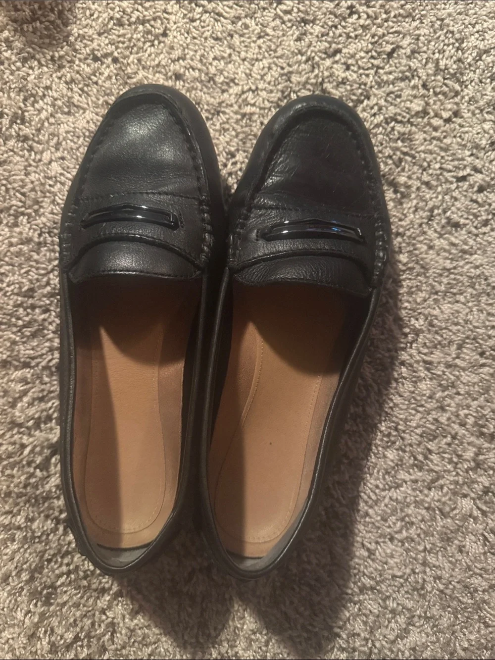 Vionic Black Leather Penny Loafers